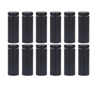 ViaGasaFamido Clous Publicitaires en Acier Inoxydable, 19x50mm, Noir Mat Brossé, Vis Entretoise pour Plaque Acrylique, 12 Pièces avec Vis et Prises Murales