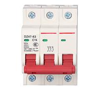 ViaGasaFamido Disjoncteur CA, Disjoncteur de Circuit Miniature PC Couvercle PC Surcharge l'interrupteur d'air Domestique DZ47 63 Protection d'éclairage LED Massif 400V 3P (16A)