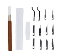 ViaGasaFamido Ensemble de Couteaux à Découper à la Main, Lames en Acier au Carbone SK5 avec Manche en Bois en Laiton pour le Travail du Bois, la Sculpture sur Papier et Plastique