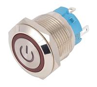 ViaGasaFamido Interrupteur à Bouton-poussoir, Interrupteur Tactile à Tête Plate Ronde en Acier Inoxydable de 19 Mm avec Lumière, classé IP65 12-24 V CC pour Panneaux de Commande et Machines (rouge)