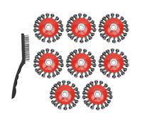 ViaGasaFamido Jeu de Brosses Métalliques 8 Pièces Arbre 5,8 Pouces 11 en | Accessoire pour Meuleuse D’angle, Acier au Carbone, élimination de la Rouille, ébavurage du Métal, Arbre fileté 5,8 Pouces