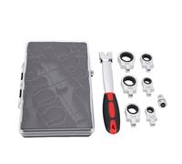 ViaGasaFamido Jeu de Clés à Cliquet, 6 Têtes Interchangeables 8 10 13 14 17 19 Mm avec Double Verrouillage à Ressort et Rotation à 180 Degrés, pour la Réparation Automobile, les Projets