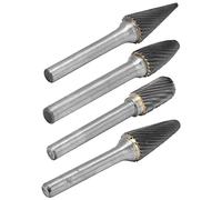 ViaGasaFamido Jeu de Fraises en Carbure de Tungstène, Fraises Rotatives à Double Coupe en Acier 4 Pièces, Tête de 12 Mm, Tige de 6 Mm pour le Travail des Métaux, Sculpture sur Bois, Meulage, Mise en