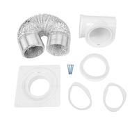 ViaGasaFamido Kit de Tuyau D'aération de Sèche-linge Kit de Coude de Plaque Murale D'aération de Sèche-linge Tuyau en Alliage D'aluminium PVC de 4 Pouces de 2,5 M avec Joint en Silicone