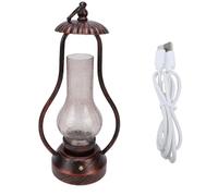ViaGasaFamido Lampe de Table Vintage Rechargeable à Commande Tactile, Lampe de Bureau LED à intensité Variable en Continu avec Abat-jour en Verre craquelé et Port USB pour Chambre à Coucher,