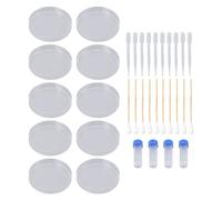 ViaGasaFamido Lot de 10 Boîtes de Pétri Jetables avec 10 Cotons-tiges, 10 Compte-gouttes, 4 Tubes à Essai pour Expériences Scientifiques, études Biologiques, Laboratoire de (10 cotons-tiges 10