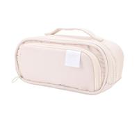 ViaGasaFamido Sac à Crayons en Toile de Grande capacité avec Organisateur Coulissant, Pochette de Rangement Beige pour Fournitures Scolaires et de Bureau pour étudiants et Enseignants