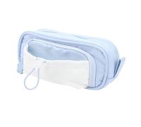 ViaGasaFamido Trousse à Crayons avec Cordon de Serrage de Grande capacité avec Deux Compartiments Zippés, Pochette à Stylos en Tissu Imperméable pour l'organisation des Fournitures de Bureau et