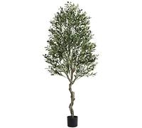 VIAGDO Olivier Artificiel d'intérieur de 1,9 m de Haut, Olivier Artificiel en Soie avec Pot de Fleurs, Grandes Branches d'olivier artificielles et Fruits artificiels pour la Maison, Le Bureau, Le