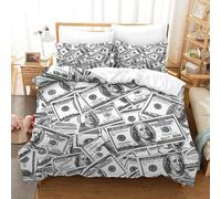 VIAGECSKE Dollars américains Imprimé 3D Ensemble De Literie 3Pcs Microfibre Sets Housse De Couette avec Taie d'oreiller Enfants Adolescents avec Fermeture Éclair Double（200x200cm）