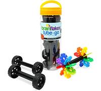 VIAHART Brain Flakes Kit de Voyage 16 Roues, 8 essieux. Construisez des Voitures, des camions, Tout ce Qui Tourne. Compatible avec Les Jouets de Construction Brain Flakes - Un Excellent Jouet STEM