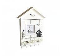 Viahsen Armoire à Clés Boîte à Clés Coffret Range-clés Meuble Mural en Bois MDF Maison Murale avec Photo 7.3x7.3cm et Détails Littoraux Adaptée à Entrée Couloir Studio, Phare