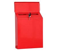 Viahsen Boîte Aux Lettres Murale Verticale En Fer avec ntirouille, Grande Capacité, Résistante Aux Intempéries, Convient Aux Bureaux, Appartements et En, rouge