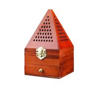 Viahsen Brûleur D'encens En Bois, Boîte à Encens Pyramidale avec Couvercle, Diffuseur D'encens, Porte-encens Conique, avec Tiroir pour Style Campagnar, court