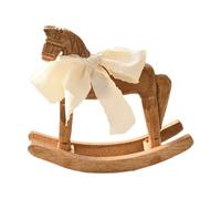 Viahsen Cheval à Bascule, Sculpture Ornementale En Bois, Style Traditionnel, Idéal pour Un Bureau, Une Chambre Ou Comme Cadeau, Ruban Blanc