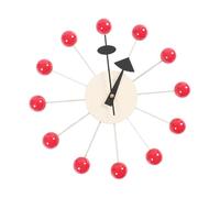 Viahsen Horloge Murale Moderne avec Boule en Forme D'étoile, Horloge Murale Sphérique en Bois, Décorative, et Créative, en Bois et Métal, Balle Rouge