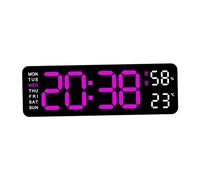 Viahsen Horloge Numérique à Affichage LED, Horloge Murale Moderne avec Mesure de La Température et de La Date, Réveil de Bureau Numérique En Polypropylène, Ca, rose rouge clair noir