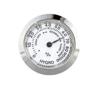 Viahsen Hygromètre Analogique Métal Précis Cadran Rond sans Pile Lecture Instantanée Convient Boîte à Guitare Intérieur Maison Cave Serre Voiture, Argent 27 Mm