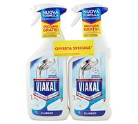Viakal Classic Bain Anticalcaire Spray, 2 paquets de 670 ml, technologie anti-goutte, élimine jusqu'à 100 % de calcaire, combat les mauvaises odeurs, format pratique