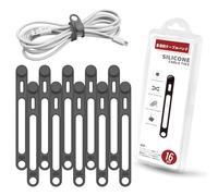 Viaky Lot de 16 attaches de câble en silicone réutilisables avec fonction crochet pour éviter les pertes, organiseur de câbles élastiques pour câbles d'écouteurs, chargeur, ordinateur, ensemble de