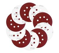 Viaky Lot de 20 disques abrasifs ronds pour ponceuse orbitale 8 trous Grain 120 Crochet et boucle pour polissage, patins de ponçage ronds sans poussière pour ponceuse orbitale aléatoire