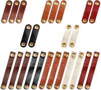 Viaky Lot de 24 sangles de câble en cuir véritable, fait à la main, organiseur de cordon portable, porte-serre-câbles pour écouteurs, attache-câble USB, 2 tailles, 5 couleurs