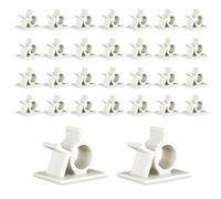 Viaky Lot de 30 Clips Blancs Autocollants pour Gestion des Câbles - Organiseurs Réglables pour Voiture, Maison, Bureau, Sous le Bureau, Scène