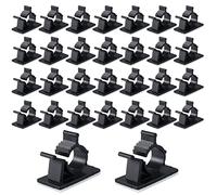 Viaky Lot de 30 clips de câble autocollants noirs - 4 clips de rangement réglables pour câbles - Pour voiture, maison, sous le bureau, bureau