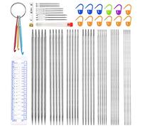 Viaky Lot de 59 aiguilles à tricoter à double pointe,Aiguilles courtes et droites à double extrémité,2 mm,5 mm, travaux manuels, épingles à tricoter pour débutants et amateurs de crochet