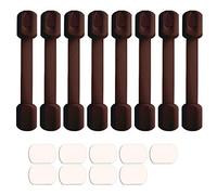 Viaky Lot de 8 verrous de sécurité pour enfant Marron avec sangles réglables pour tiroirs, four, réfrigérateur, siège de toilette, placard et placard 9 coussinets adhésifs 3M supplémentaires