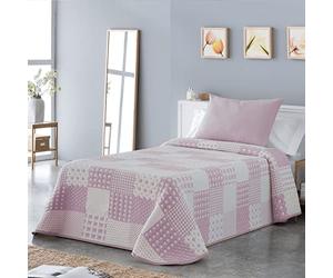 VIALMAN Couvre-lit léger Bouti Sofia 21 pour lit Double de 180 à 200 cm | Couvre-lit 180 à 200 | Taille du Quilt 270 x 270 cm, Couleur Rose