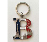 VIANAYA Porte Clef Paris Tour Eiffel en métal et avec Une Lettre de l'alphabet - Modèle Lettre B - Hauteur Lettre 4,5CM - Hauteur Totale 8,5CM