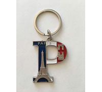 VIANAYA Porte Clef Paris Tour Eiffel en métal et avec Une Lettre de l'alphabet - Modèle Lettre P - Hauteur Lettre 4,5CM - Hauteur Totale 8,5CM