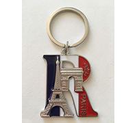 VIANAYA Porte Clef Paris Tour Eiffel en métal et avec Une Lettre de l'alphabet - Modèle Lettre R - Hauteur Lettre 4,5CM - Hauteur Totale 8,5CM