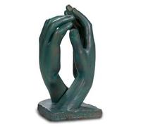 VIANAYA Reproduction de l'oeuvre La cathédrale de Rodin (Mains jointes comme pour Une prière) - Taille Unique 20CM - résine Verte reflet Bronze - Aspect Bronze