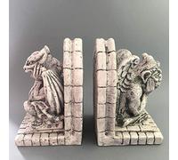 VIANAYA Set de 2 Serre Livres avec des gargouilles de Paris Notre Dame - Modèle Penseur et Chauve Souris - Grande Taille 18CM CM - Matière platre - Qualité Made in France