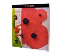 Viancin - Lot DE 4 COUVERCLES HERMETIQUE en Silicone Decor Coquelicots Poppy 10-15 - 23-28 CM- Charles Via