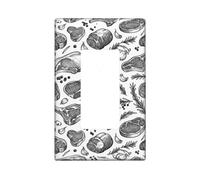 Viande - Interrupteur à bascule simple - Style rustique vintage - Ail et romarin - Sans plastique noir - Taille standard - Plaques d'interrupteur mural pour maison, salon, chambre à coucher, salle de