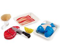 Viandes&Poissons À Découper-Jeu D'Imitation Cuisine En Bois-Enfants De 3 Ans Et Plus-Accessoires Dinette Réalistes-Couteau,Viande,Poisson,Citron-Compétences Sociales Et Language