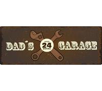vianmo Panneau en bois 10x27 cm Dad´s Garage open 24 hours braunes Déco Cadeau Panneau