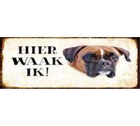 vianmo Panneau en bois 10x27 cm holländisch Hier Waak ik Boxer Déco Cadeau Panneau
