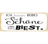 vianmo Panneau en bois 10x27 cm Ich kann beides die Schöne und das Biest Déco Cadeau Panneau
