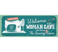 vianmo Panneau en bois 10x27 cm Welcome to my woman cave made with love Déco Cadeau Panneau