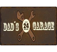 vianmo Panneau en bois 12x18 cm Dad´s Garage open 24 hours braunes Déco Cadeau Panneau