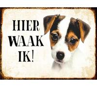vianmo Panneau en bois 12x18 cm holländisch Hier Waak ik Jack Russell Terrier Puppy Déco Cadeau Panneau