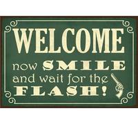 vianmo Panneau en bois 12x18 cm Welcome now smile and wait for the flash Déco Cadeau Panneau