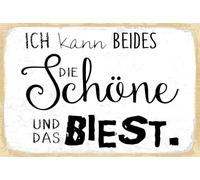 vianmo Panneau en bois 20x30 cm Ich kann beides die Schöne und das Biest Déco Cadeau Panneau