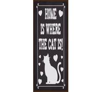vianmo Panneau en bois 27x10 cm Home is where cat Déco Cadeau Panneau