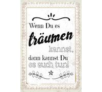 vianmo Panneau en bois 30x20 cm Wenn du es träumen kannst, kannst du es auch tun Déco Cadeau Panneau