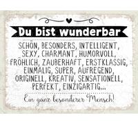 vianmo Panneau en bois 30x40 cm du bist wunderbar. Ein ganz besonderer Mensch Schild Déco Cadeau Panneau